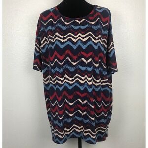 LuLaRoe Irma Tunic Top Blue Multicolor Fresh Comfy Size Small